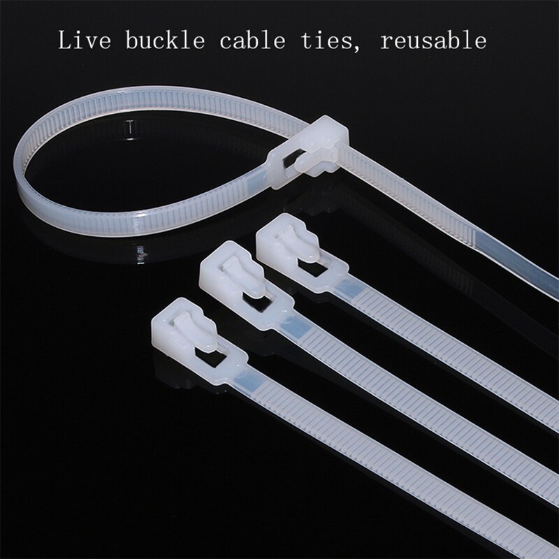3x100-4x200 Self-Locking Plastic Nylon Cable Ties Industrial Cable Ties Fastening Ring Buckle Nylon Cable Ties 100pcs
