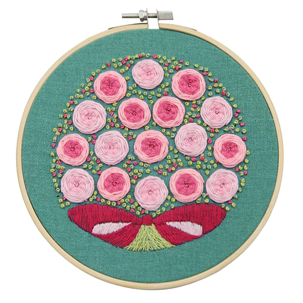 Flower Embroidery Starter Kit Pre-printed Complete Cross Stitch Floss Kits