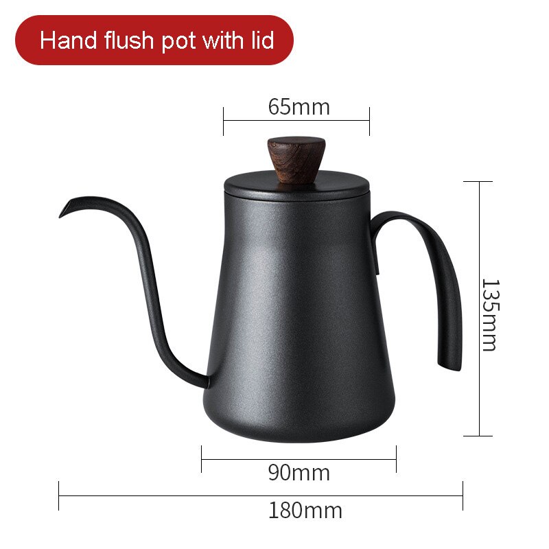 Stainless Steel portable coffee maker espresso pour over coffee pot gooseneck kettle Long Mouth Coffee tea Kettle barista tools: With cover