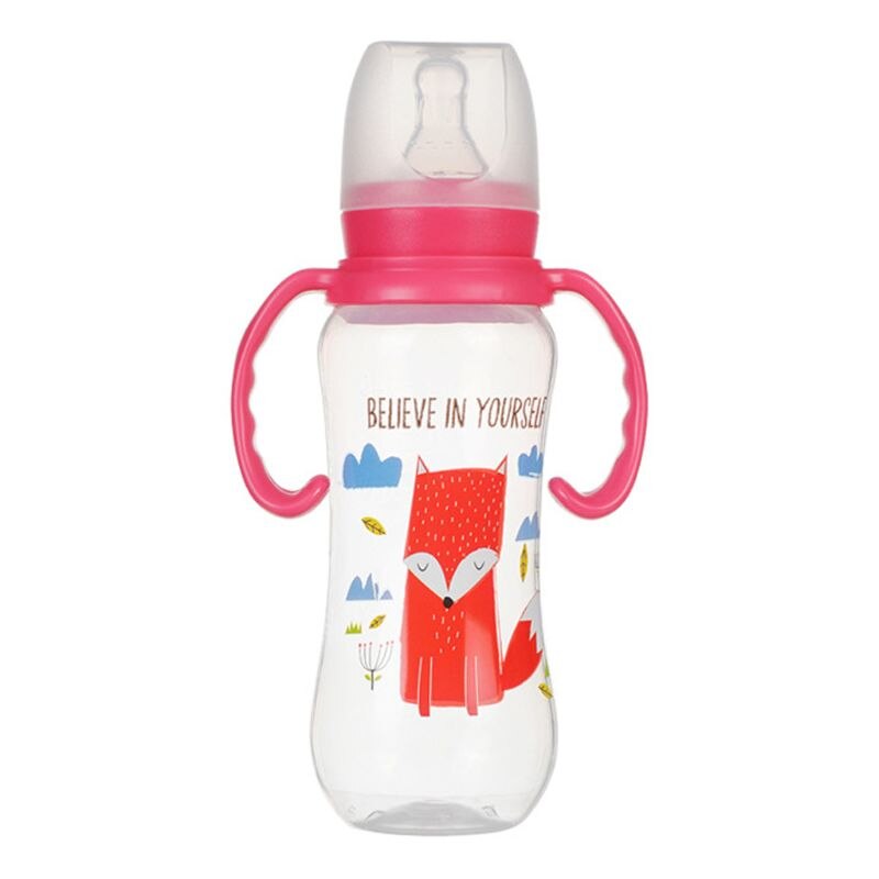 Baby Newborn Nursing Nipple Bottle Safety Silicone Pacifier Milk Water Bottles Children Infant Feeding 240ml For Baby: Pink