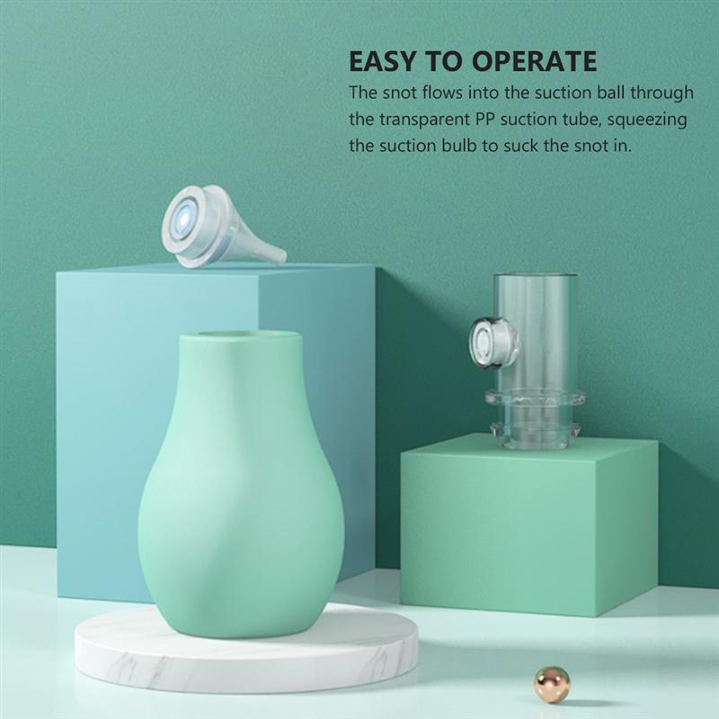 2Pcs Baby Siliconen Nasale Afzuigen Siliconen Infant Neus Suctions Handleiding Type Anti-Reflux Roze Groen