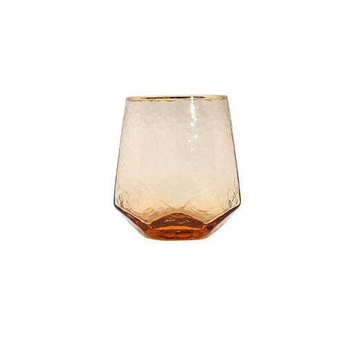 Geometrische Wijn Glazen Bekers Gehamerd Loodvrij Champagne Glas Coral Gold Side Rode Wijn Beker Glas: Short glass