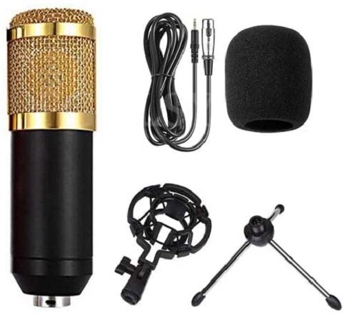 Fangtuosi BM-800 microfone condensador profissional 3.5mm com fio bm800 karaoke microfone para ktv braodcasting cantando reco: Package 2 Black