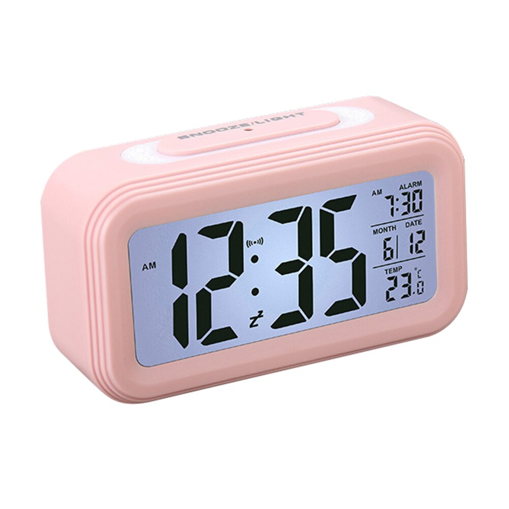 Digital Alarm Clock Bedside Night Light Display Clocks Kids Girls Boys Room Decoration Clock: Pink