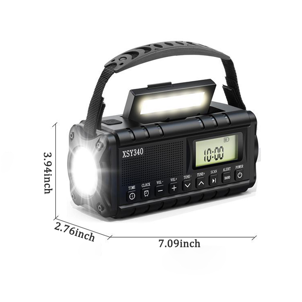 10000mAh Emergency Radio Solar Hand Crank Dynamo Radio AM/FM/NOAA Radio LED Flashlight SOS Alarm Power Bank