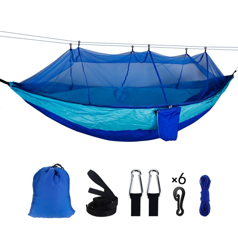 Double Outdoor Person Travel Camping Hanging Hammock Bed Wi Mosquito Net Set Tents Tents & Shelters Camping & Hiking: 7