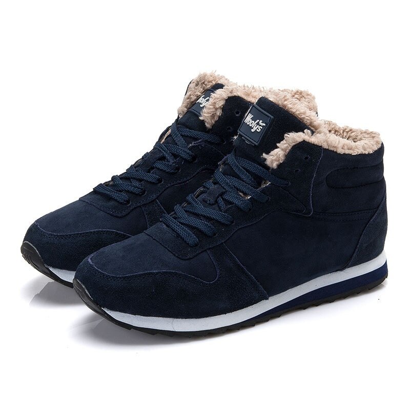 Dameslaarzen warme damesschoenen winter sneeuwlaarzen flock veter winter botas voor dames enkellaarsjes ronde neus schoenen: Blauw / 6