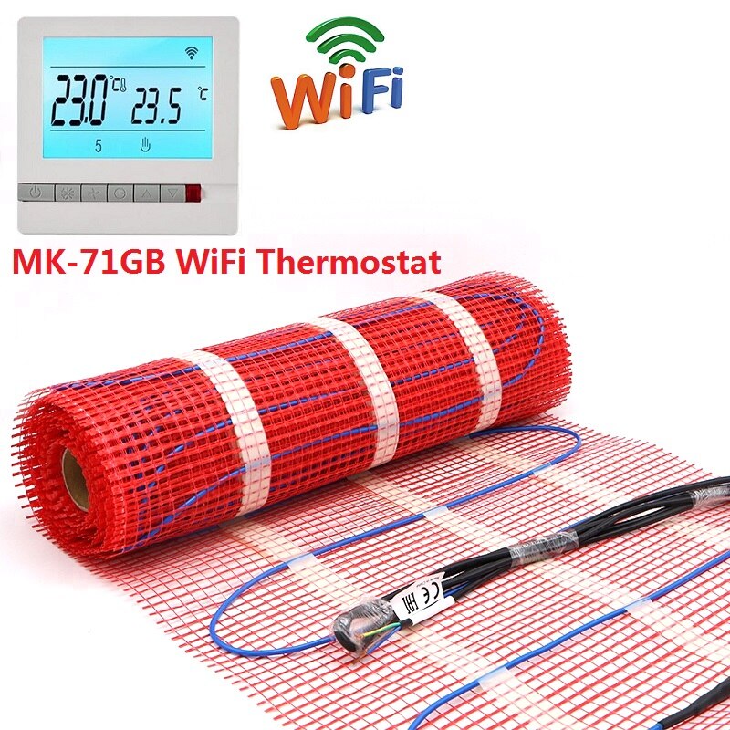 MINCO WÄRME 0,5 m2 Fußbodenheizung matt 150W/M2 Niedrigen Elektrische 50cmX1m Warmen Boden matt: MK-71GB WiFi setzt