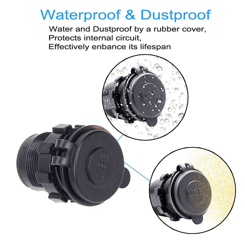 4.2a dubbele usb-telefoonopladers met led-display, waterdichte stopcontactadapter voor auto, boot, motor, atv, camper,  d4