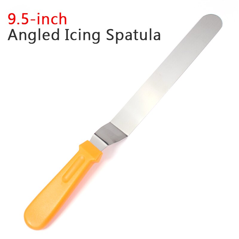 Angled Icing Spatula - Cake Frosting Spatula - Stainless Steel - Baking and Cake Decorating Supplies - Use for Kitchen or Bakery: Orange 9.5 inch