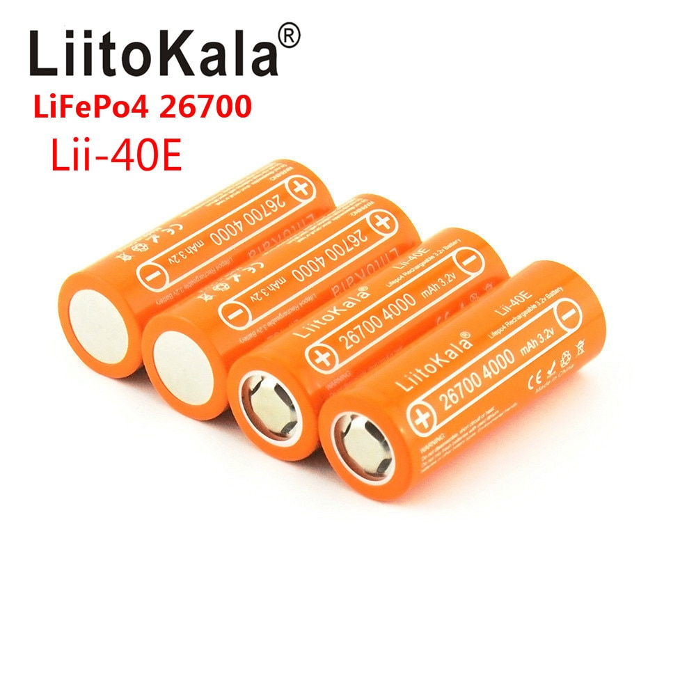 Liitokala Lii-40E 3.2V 26700 Oplaadbare LiFePO4 Batterij Pack 4000 Mah Lithium Cell Voor 24V E-Bike Power hid Solar Licht 26650