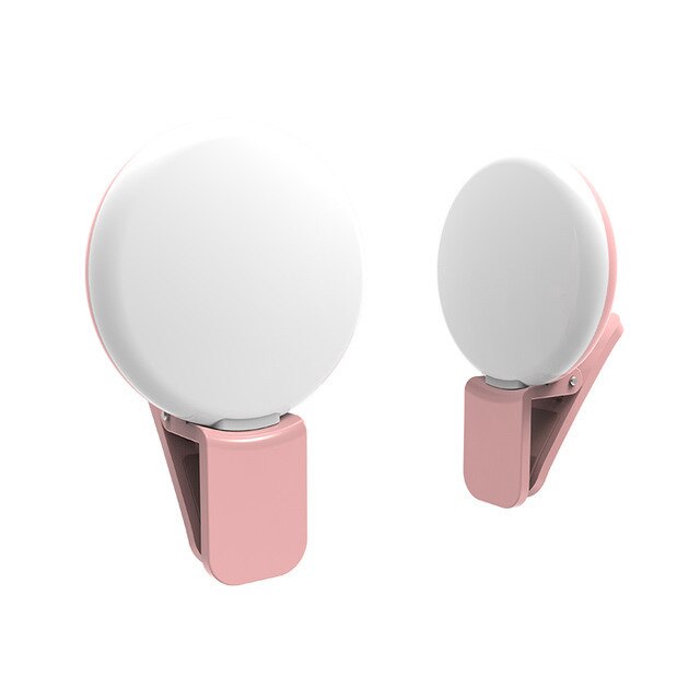 36 led selfie lys telefon blits lys led kamera clip-on mobiltelefon selfie ring lys video lys forbedrer selfie lampe: Klips batteri rosa