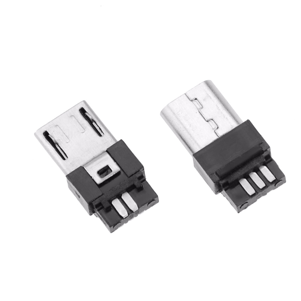 Conector macho Micro USB 4 en 1, conector negro/blanco, interfaz de línea OTG de datos de soldadura, accesorios de cable de datos DIY, 10 Uds.
