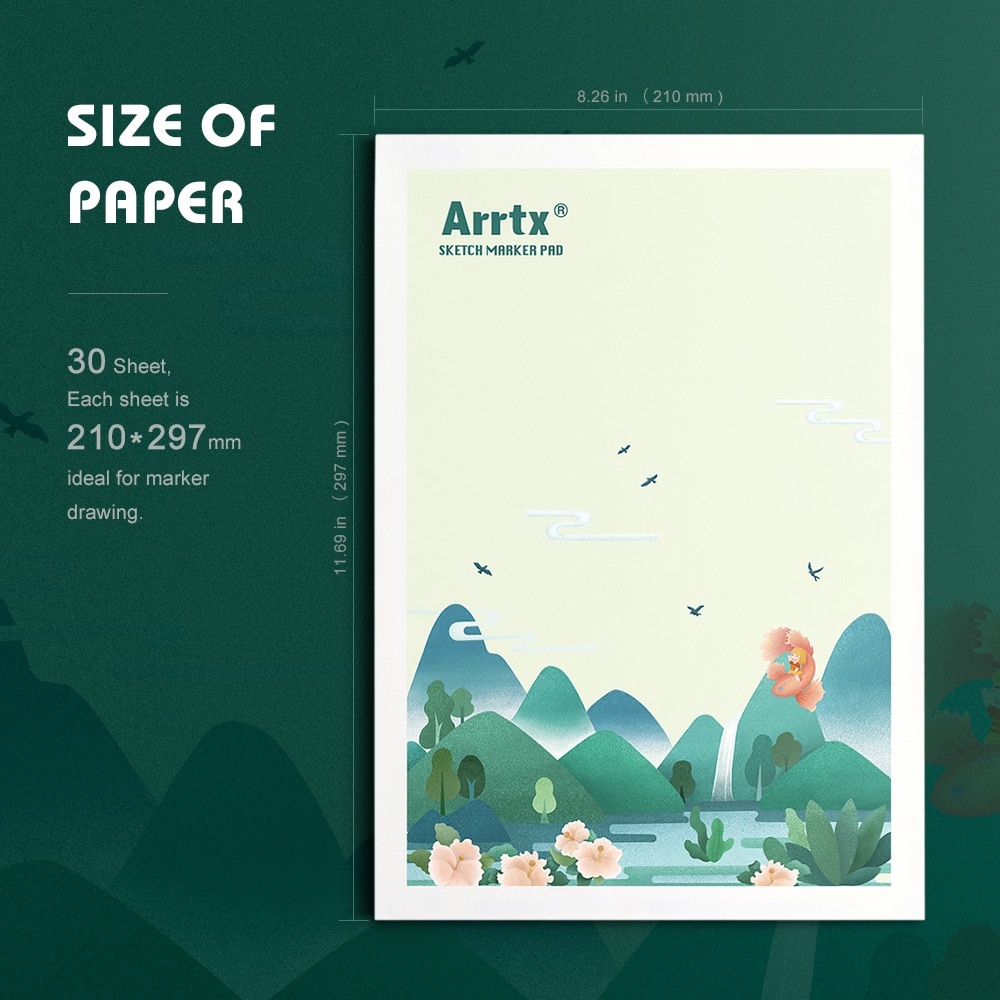 Arrtx Schets Marker Papier Pad A4 8.3*11.7 Inch 56lbs/120gsm 30 Sheets Voor Schetsen Marker Tekening Lijm gebonden Kunstenaar Schilderij