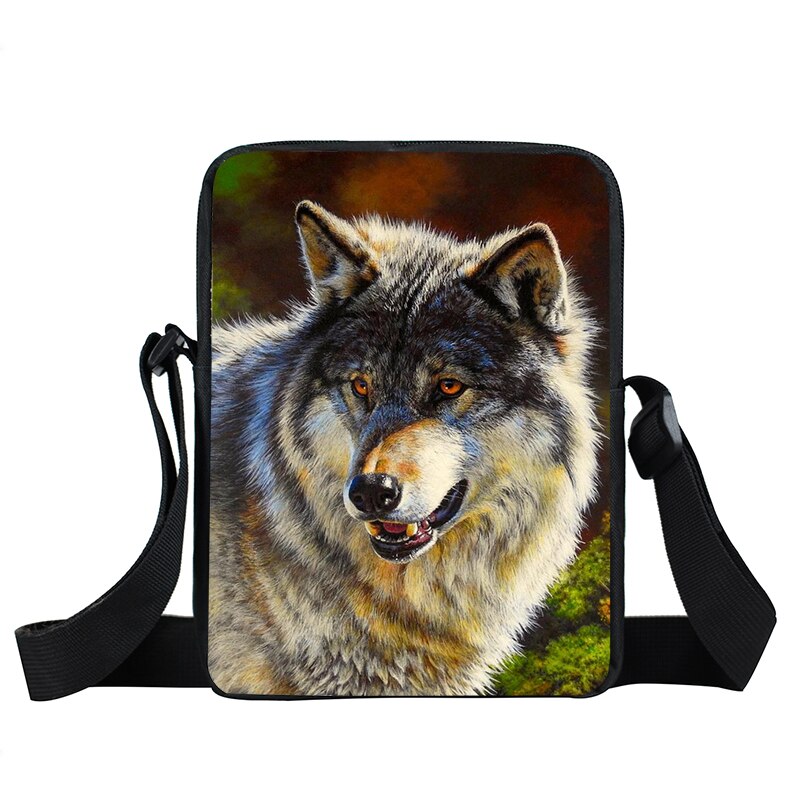 cool animal wolf print shoulder bag mens women handbag teenager boys girls mini messenger bag cute totes samll cross bags bokbag