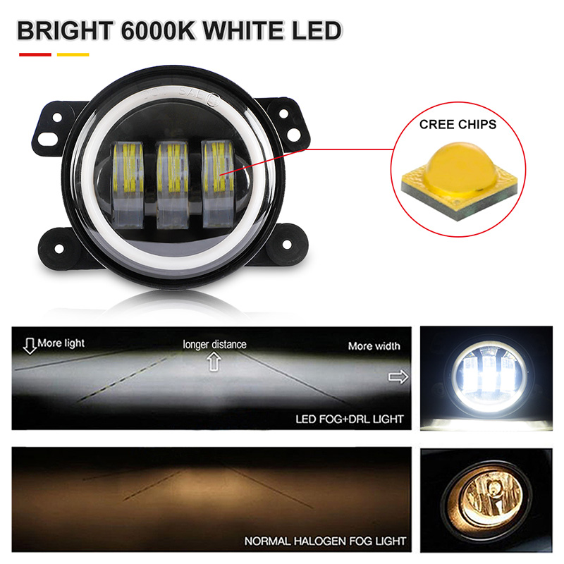 4 Inch mini LED Fog Light 7D with White Amber halo 6000K waterproof 12V 24V For Universal fog Light Projector Lenses three style