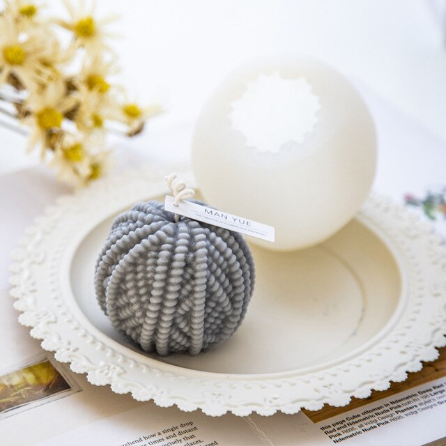 Vela cilíndrica de lana de punto, molde redondo de silicona para manualidades navideñas, bricolaje, vela aromática, jabón de yeso, herramientas para hacer Chocolate: white