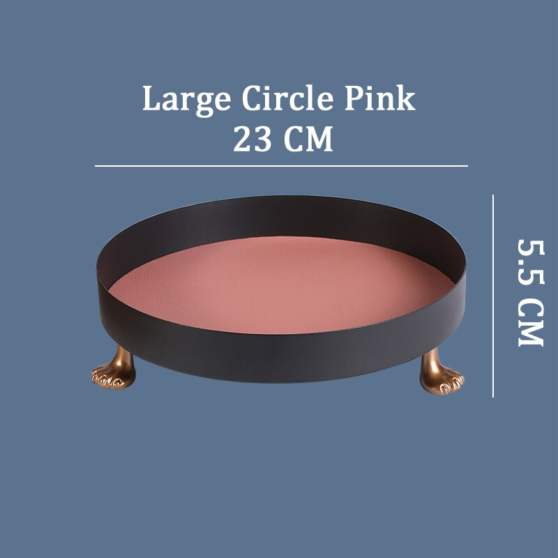 Metal Dice Storage Tray for DND Role Playing Table Games Dice Rolling Jewelry Cosmetic Storage Display Trays: Large Circle Pink