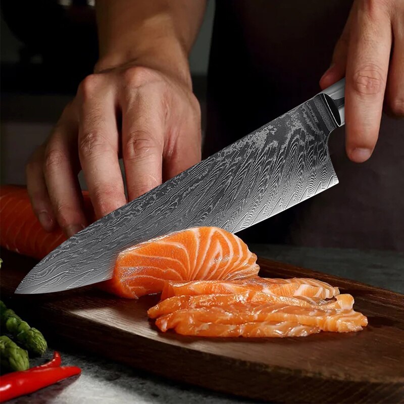 8" Japanese Chef Knife 67-Layer Damascus Steel VG10 Kitchen Knife Meat Fish Fruit Vegetables Slicing Cleaver Knife