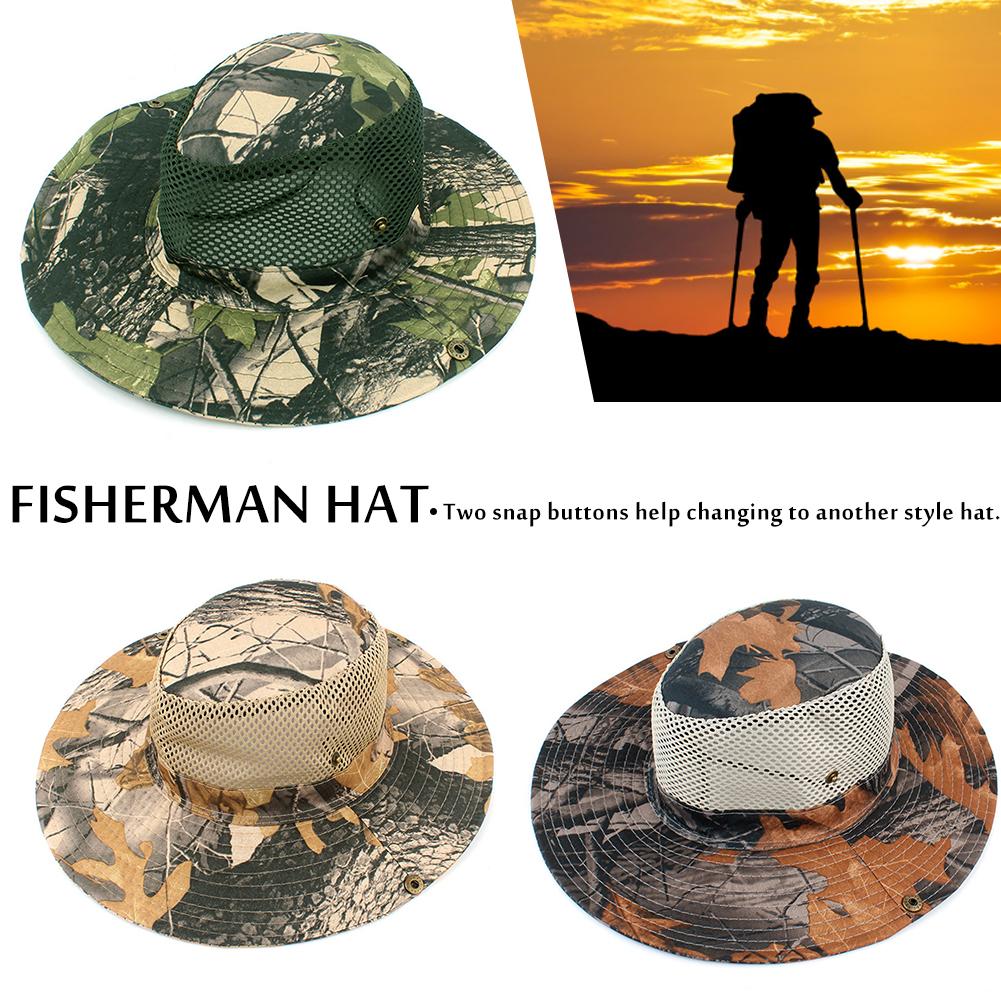 Zomer Zonnehoed Brede Rand Camouflage UV Bescherming Ademende Visser Casual Emmer Outdoor Visser Hoed Voor Vrouwen Mannen