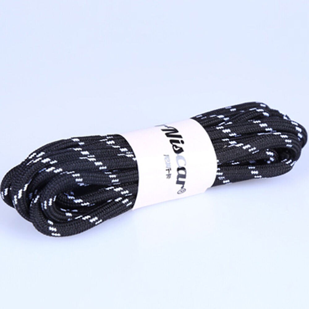 Lacets ronds longs et solides pour la marche en plein air, 1 paire: Black-White