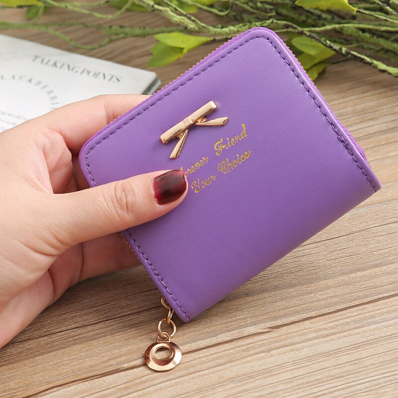 Delle donne del Bicchierino Del Raccoglitore di Bowknot Regalo di Modo Bello Sacchetto Dei Soldi del Supporto di Carta di Credito di IDENTIFICAZIONE Kawaii Della Signora Portatile Per Le Ragazze Piccola Femmina borsa: purple