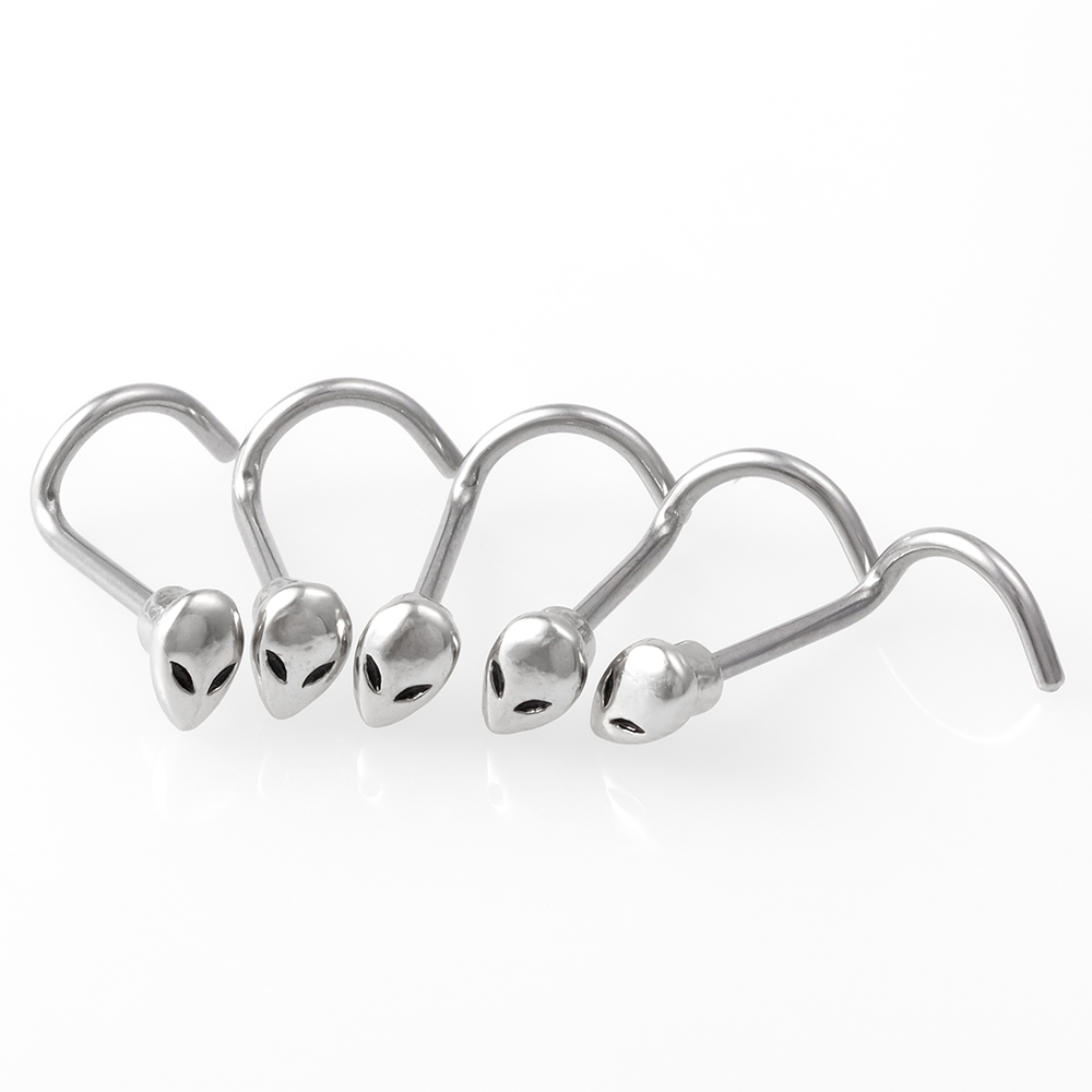 1pc Alien Nose Screw Rings Steel Nose Piercings Nez Studs Twist Curved Bar Nose Bone Stud Ring Nariz Body Piercing Jewelry 20G