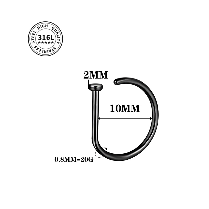 Aro de tornillo para nariz de 20G, aro hipoalergénico de acero inoxidable en forma de D, joyería para Piercing para nariz para mujeres y hombres: Chapado en zinc azul