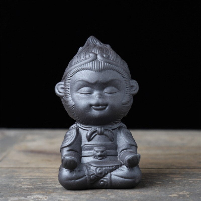 Ceramic Animal Statue Fish Tank Landscape Figurines Monkey King Ornament Tea Pet Home Decoration Accessories Car Craft: B