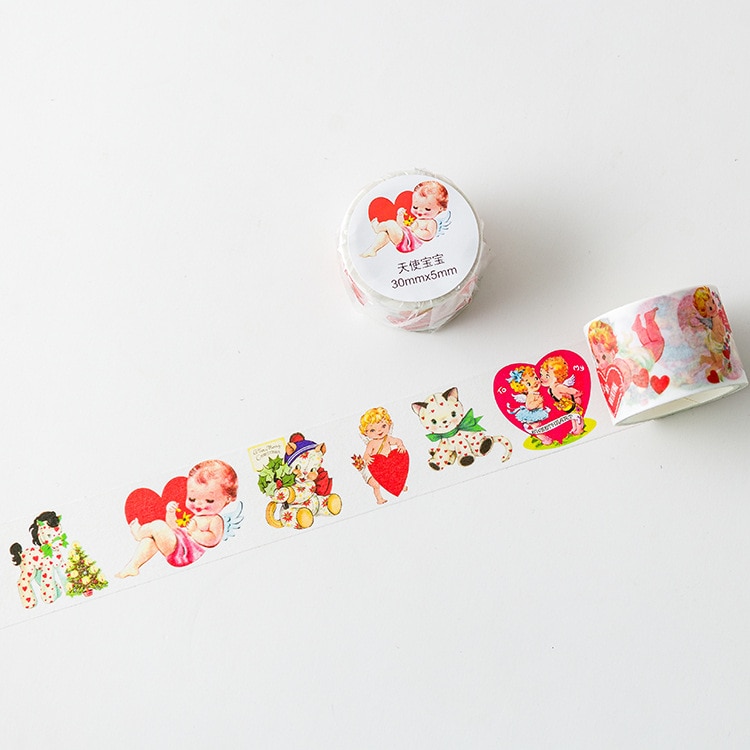 Cintas adhesivas decorativas para decoración, 1 Uds./1 lote, dulce pastel, animales encantadores, papel álbum de recortes DIY, pegatinas 3m: baobaotianshi