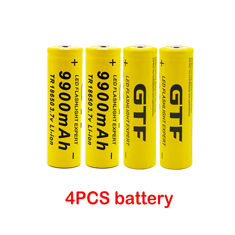 100% Original 18650 Batteries Flashlight 18650 Rechargeable-Battery 3.7V 9900 mAh for Flashlight + charger: Yellow