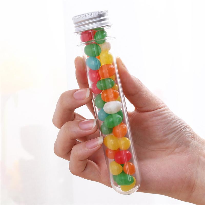 50pcs 40ml Test Tube Bottles Storage Container Cylindrical Tubes Candy Tubes Transparent Cylindrical PET Test Tube Bottle