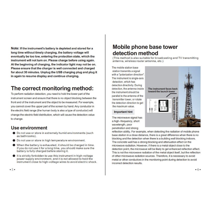 USB Charging Handheld Mini Digital LCD Display Electric Field and Magnetic Field Radiation EMF Electromagnetic Radiation Tester