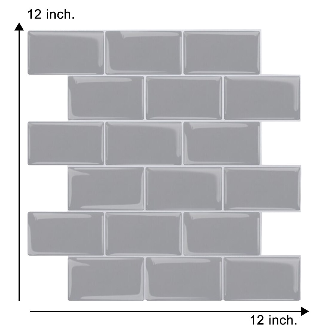 2.5MM High-Grade Gray Subway Tiles 3d Self-Adhesive Waterproof Tile Stickers Bathroom Splash Backsplash Easy To Cut（30.5*30.5cm）: HB101