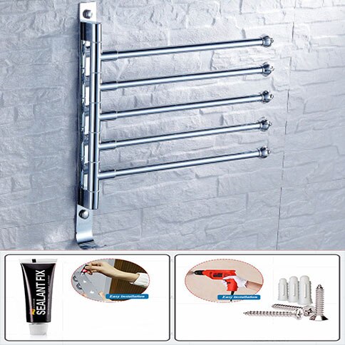 Bathroom Organizer Stainless Steel Container Shelf 360 Degree Rotation Towel Storae Rack Upscale Towel Rack: Niebieski