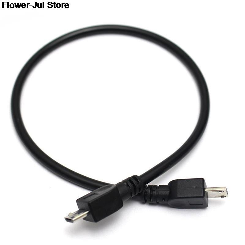 1pc 25cm Micro USB Male To Micro Male 5Pin Converter OTG Adapter Data Cable Black Color
