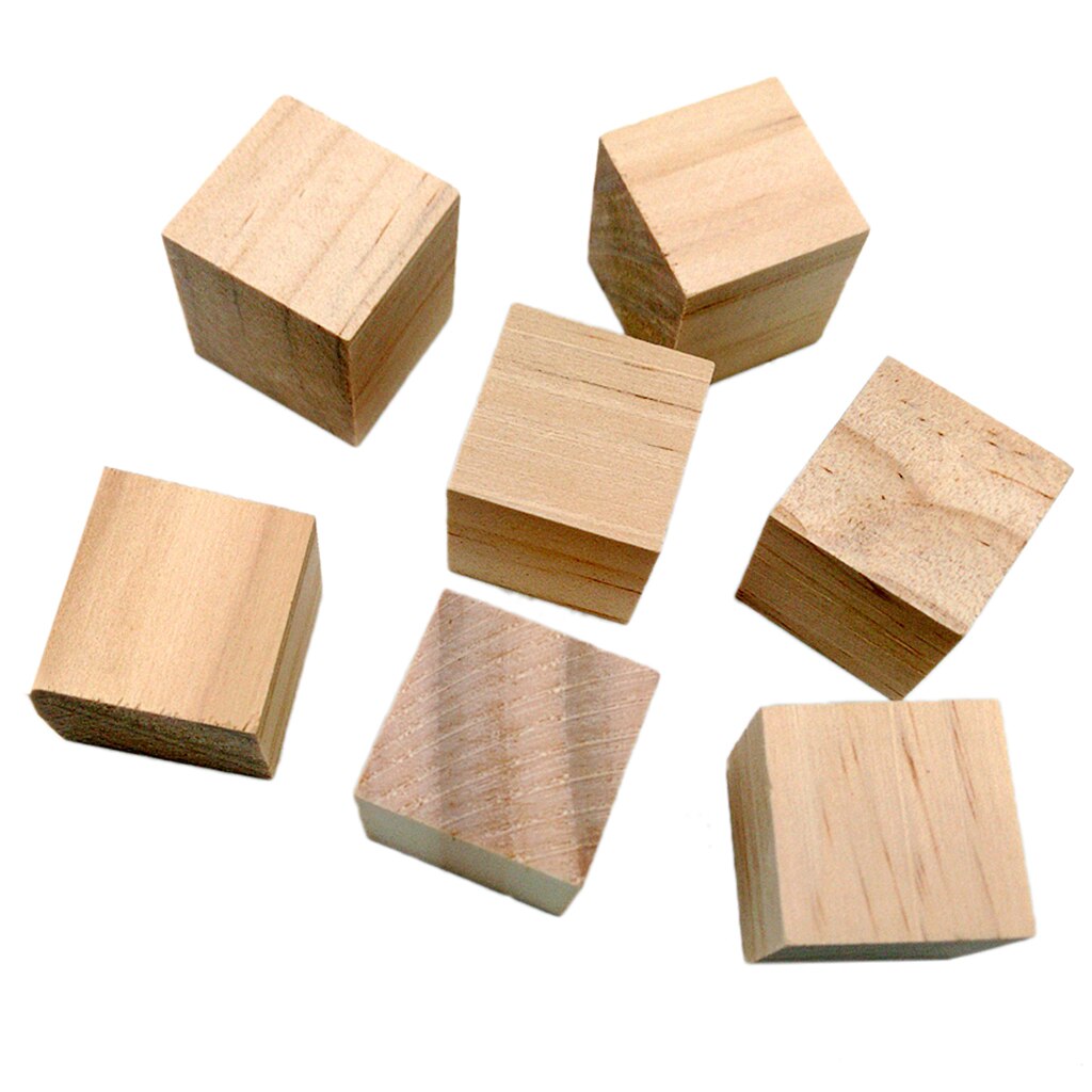 20x naturlige træterninger blokke håndværk træudsmykninger firkantet håndværk 20mm
