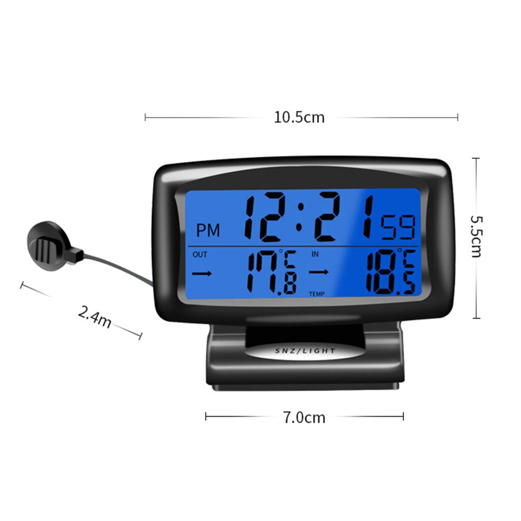 Draagbare 2 In 1 Auto Auto Thermometer Klok Kalender Lcd Scherm Met Lcd Digitale Display