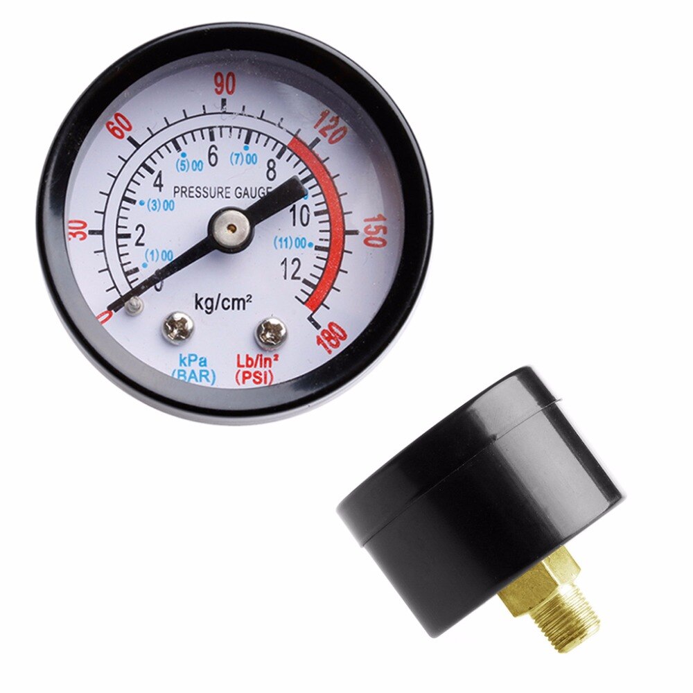 Air Compressor Pneumatic Hydraulic Fluid Pressure Gauge 0-12Bar 0-180PSI