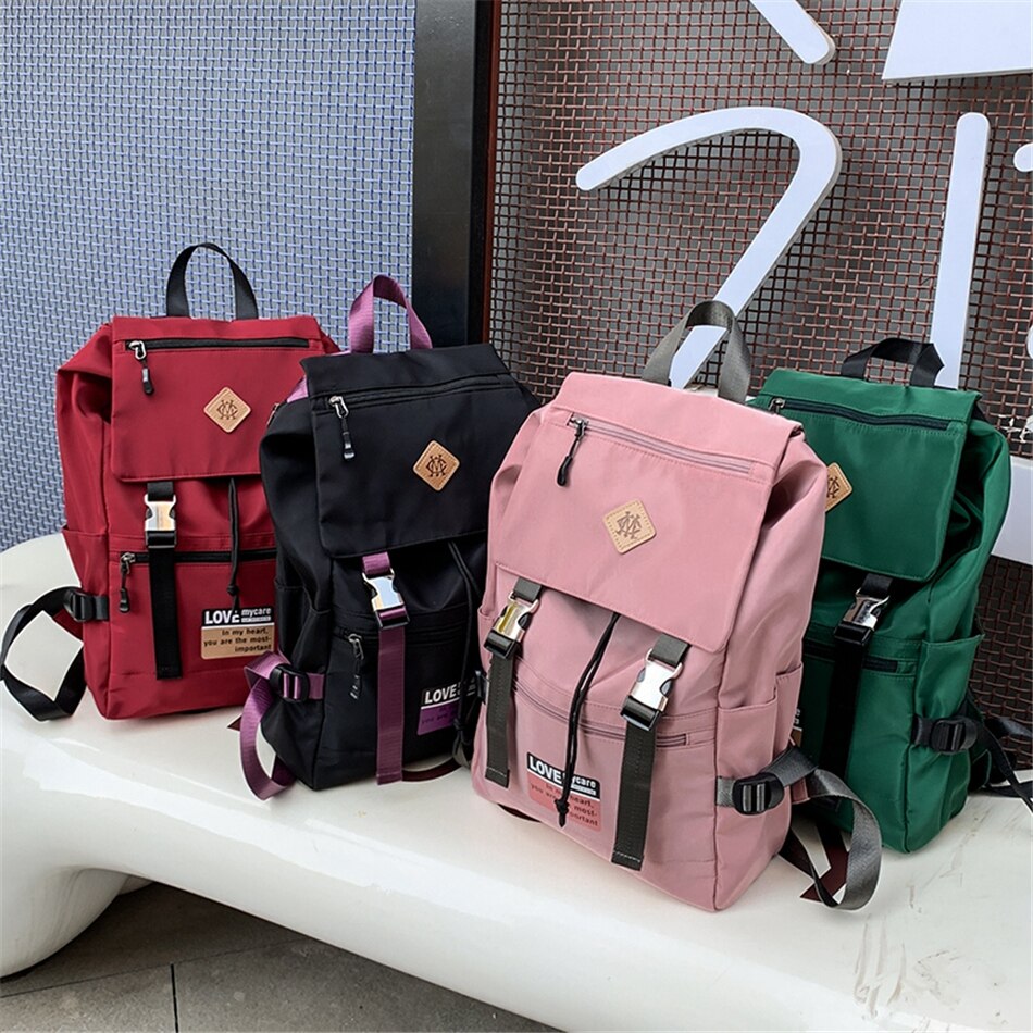 Waterdichte nylon schooltassen meisjes meerdere zakken laptop rugzak 15.6 inch vrouwelijke trend damesrugzak voor reistas