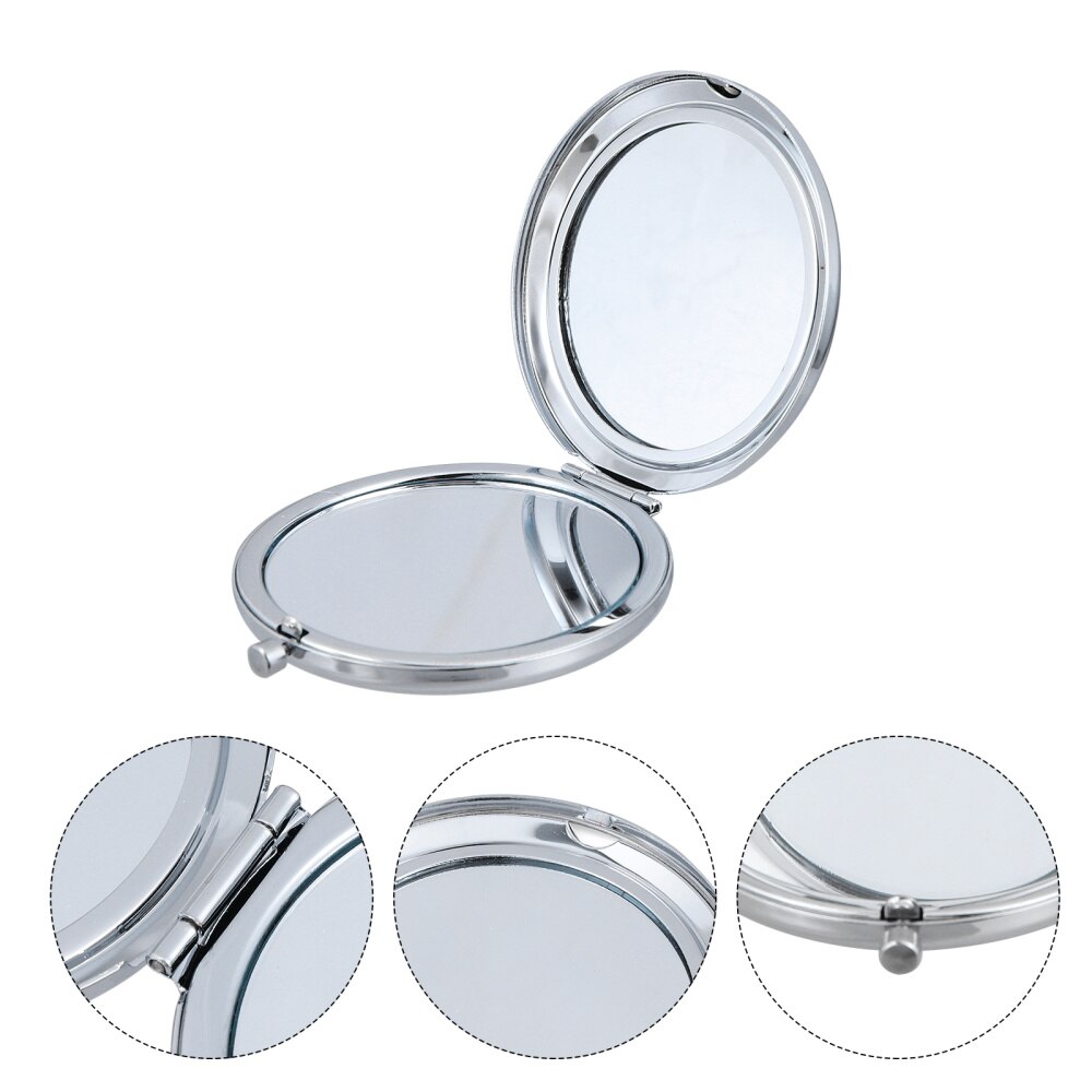 Portable Metal Makeup Mirror Handheld Mini Cosmetic Make Mirror: Chrome