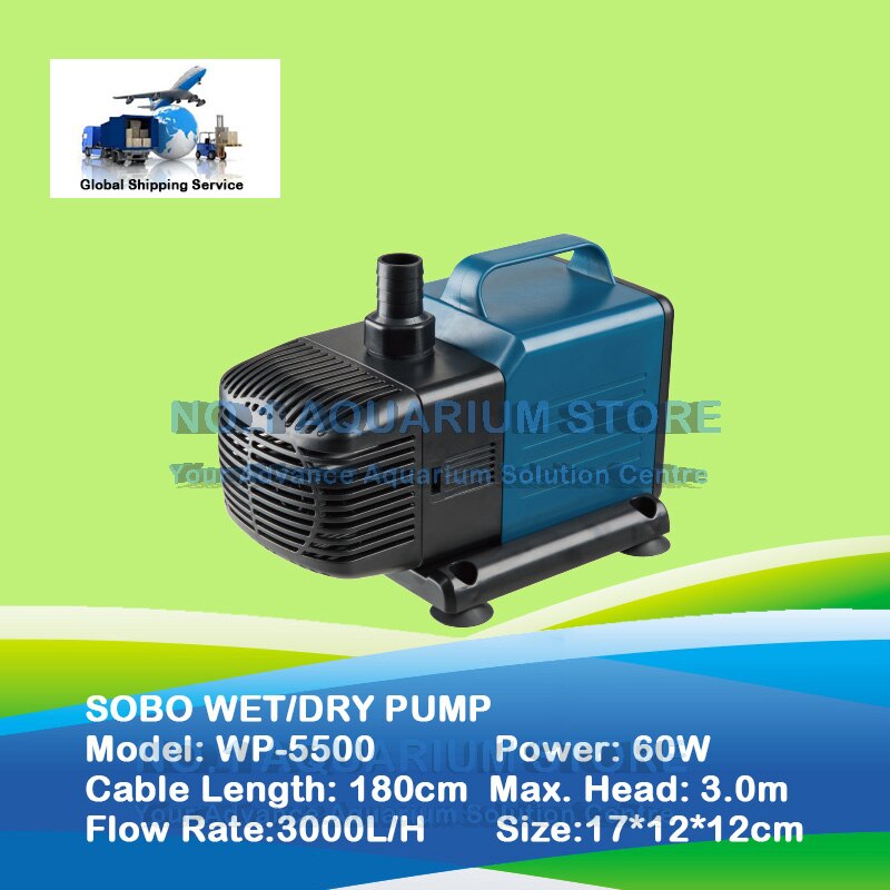 SOBO WP-5500 Submersible Water Pump Fish Pond Aquarium Tank Waterfall Fountain Sump Feature 220-240V 60W 3000L/H: US Plug