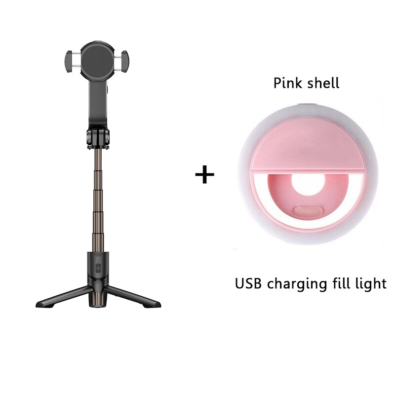 Smartphone Handheld Gimbal Stabilizers Selfie Stick Tripod Anti-Shake Wireless Bluetooth Remote Control Extendable Foldable: S1with pink light