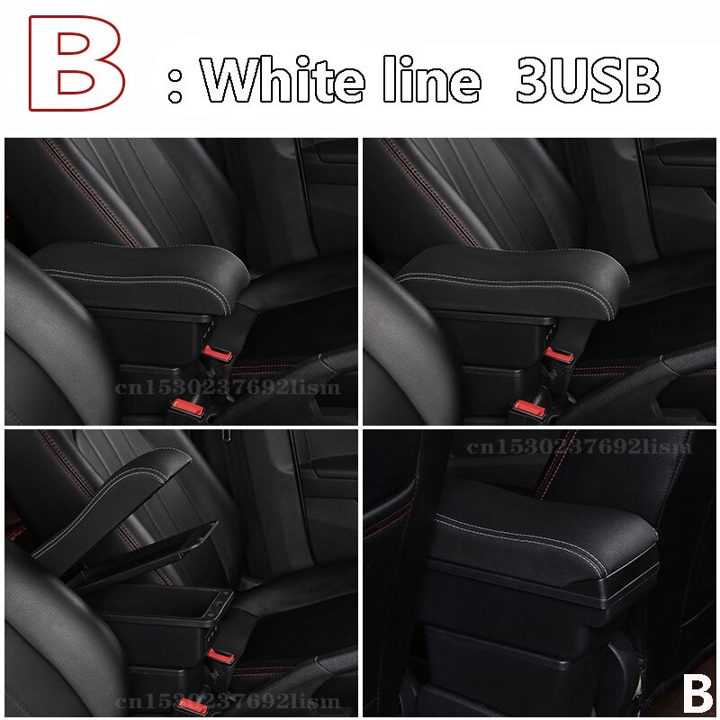 Armstöd för renault dacia duster armstöd dubbla lager central butik innehåll box usb laddning bil-styling dekoration tillbehör: B vit linje 3 usb