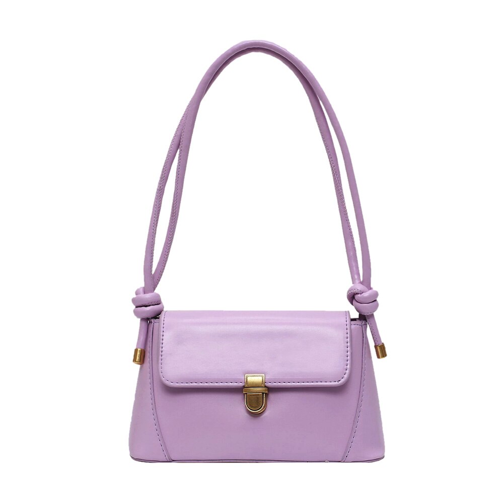 Kvinnor axelväskor pu läder enfärgad slips messenger tote handväska för utomhus shopping resor ornament: Lila