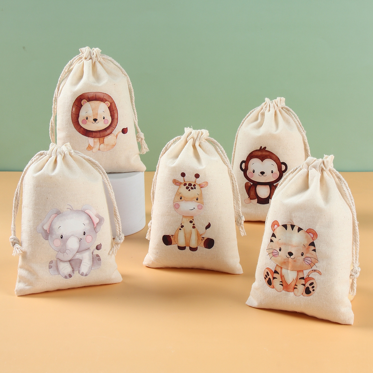 Sacs à bonbons animaux de la Jungle, 6 pièces, décoration de fête d'anniversaire Safari pour enfants sauvages un arc-en-ciel papillon dinosaure Biscuit sac d'emballage