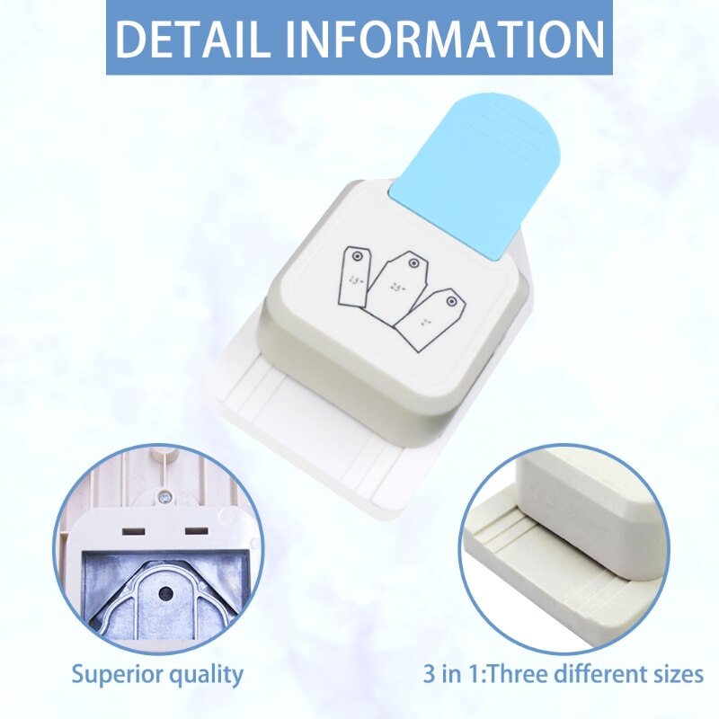 3 in 1 Tag Puncher Tag Paper Punches Bookmark Punching Machine Tag Cutter Label Punch Craft Tag Paper Puncher