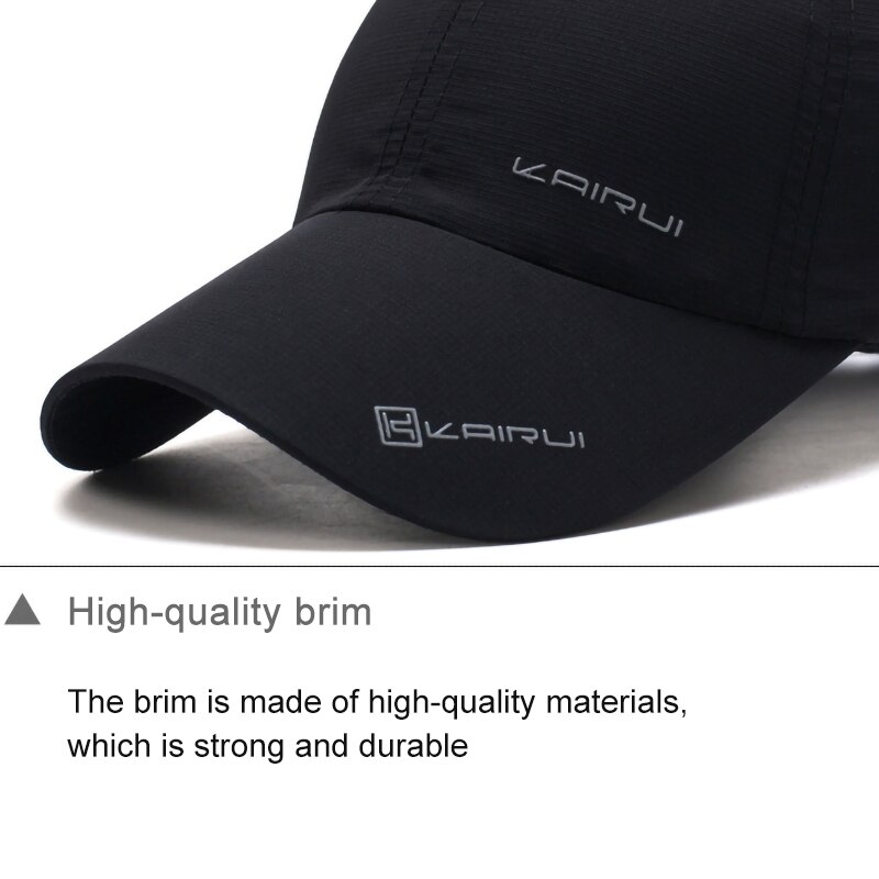 Sports Cap Quick Drying Mesh Breathable Baseball Cap Men Women Sun Hat Snapback Cool Cap Black Running Adjustable Hat Sportswear