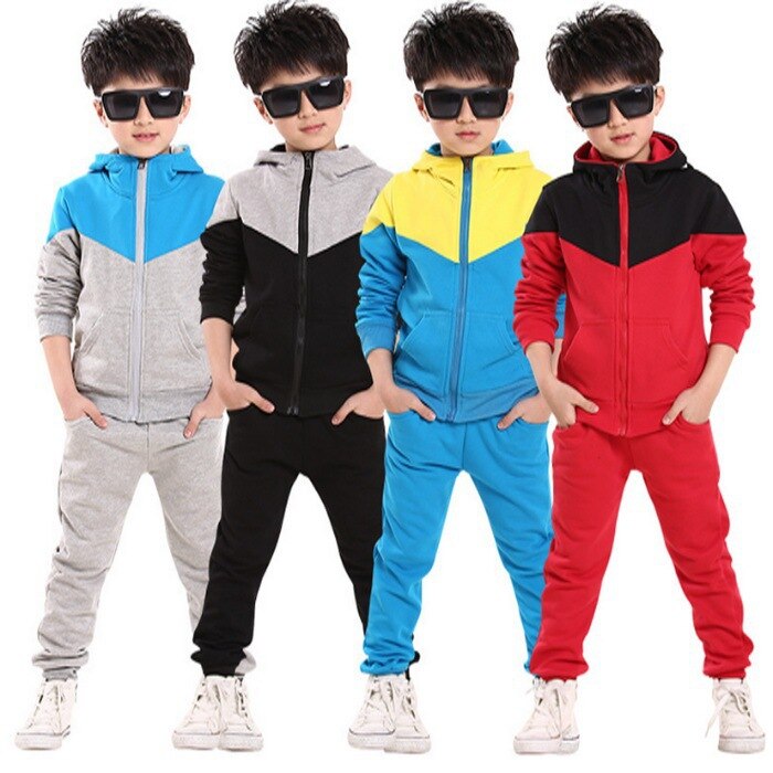Conjunto de ropa para niños, chándales para trotar para primavera y otoño para bebés, chaqueta con capucha y pantalones, traje deportivo para niños, conjuntos de ropa negra