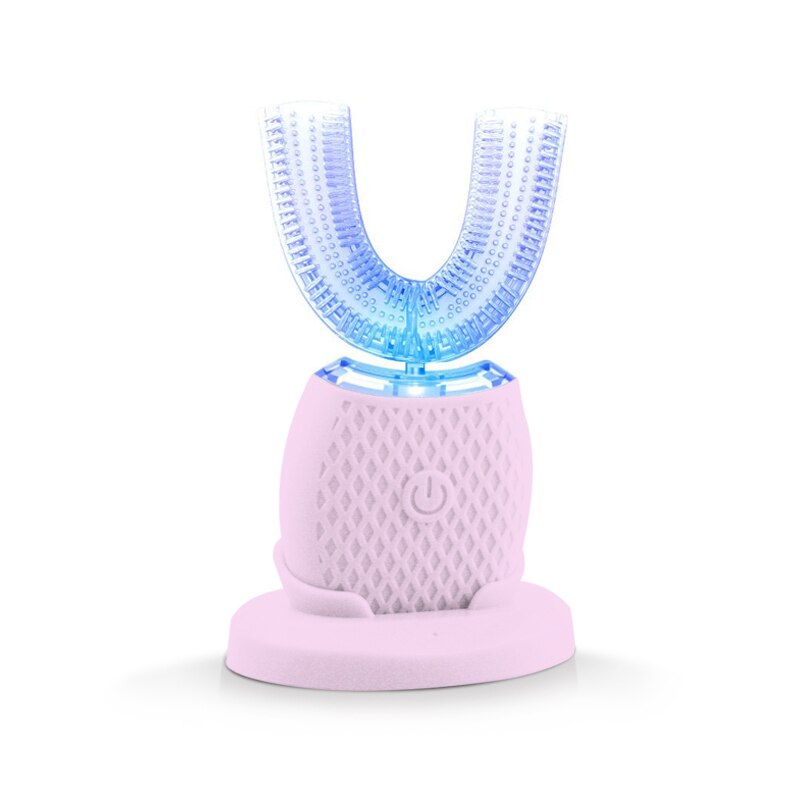 Elektrische U-vorm Tandenborstel Automatische Tanden Borstel 360 Graden Cover Tanden Draadloze Opladen Waterdicht Massage Tandenborstel: Pink